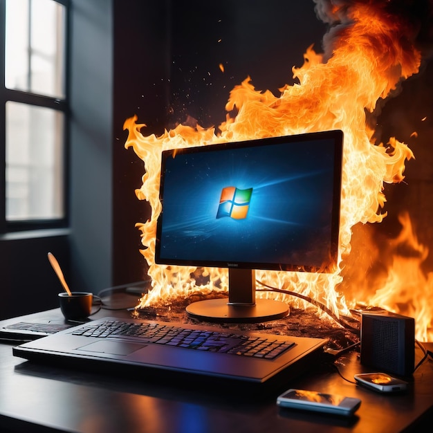 winows pc on fire